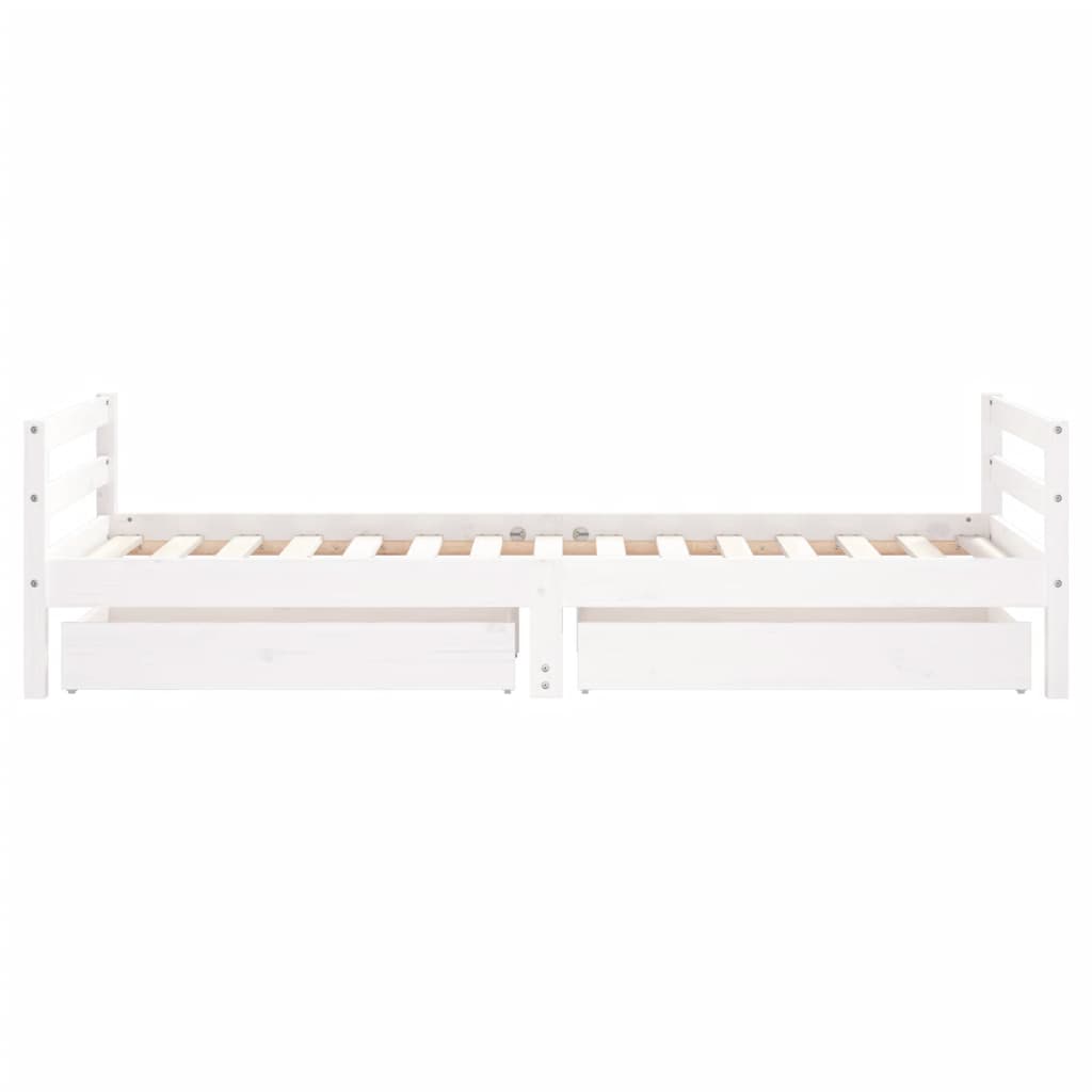 Cadre de lit d'enfants tiroirs blanc 90x190 cm bois pin massif - XIOS