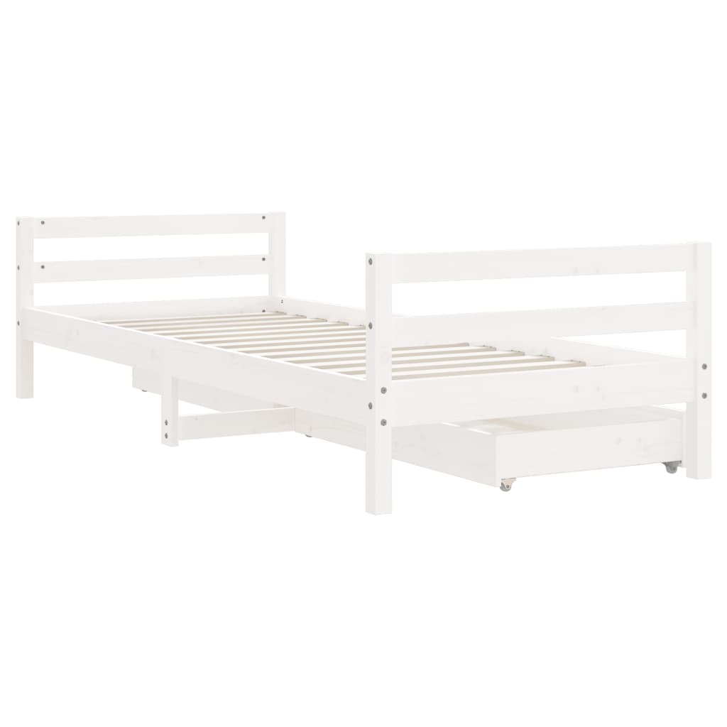 Cadre de lit d'enfants tiroirs blanc 90x190 cm bois pin massif - XIOS