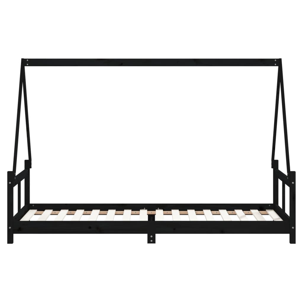Cadre de lit pour enfants noir 80x200 cm bois de pin massif - XIOS