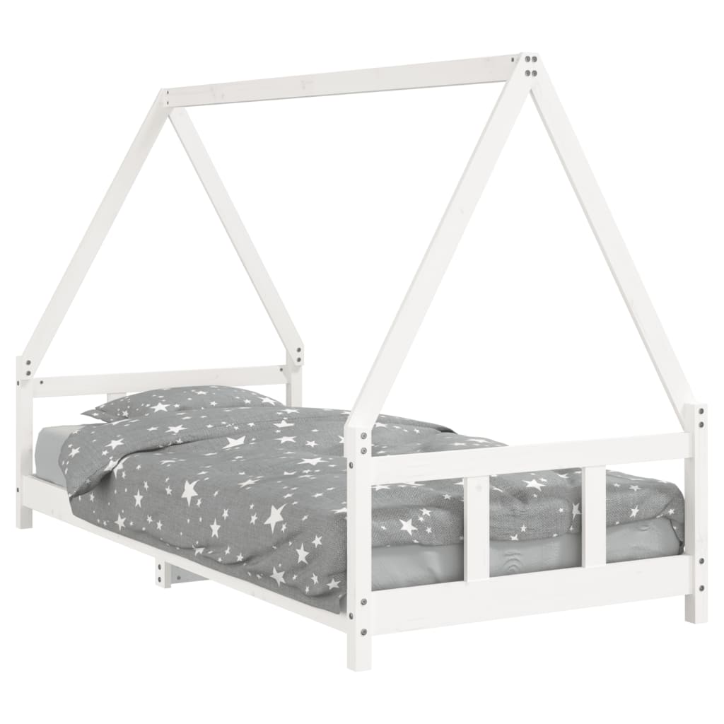Cadre de lit pour enfants blanc 90x200 cm bois de pin massif - XIOS