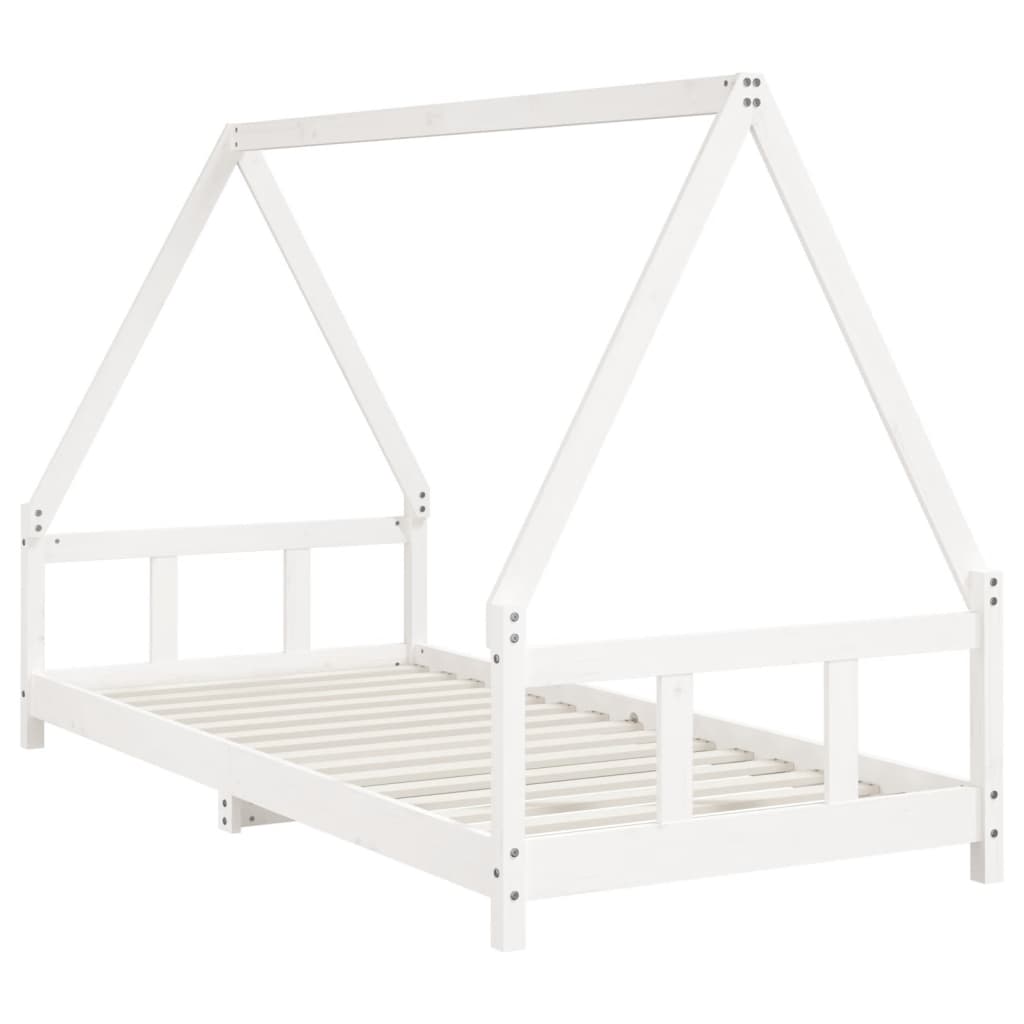Cadre de lit pour enfants blanc 90x200 cm bois de pin massif - XIOS