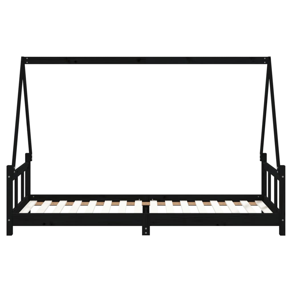 Cadre de lit pour enfants noir 90x200 cm bois de pin massif - XIOS