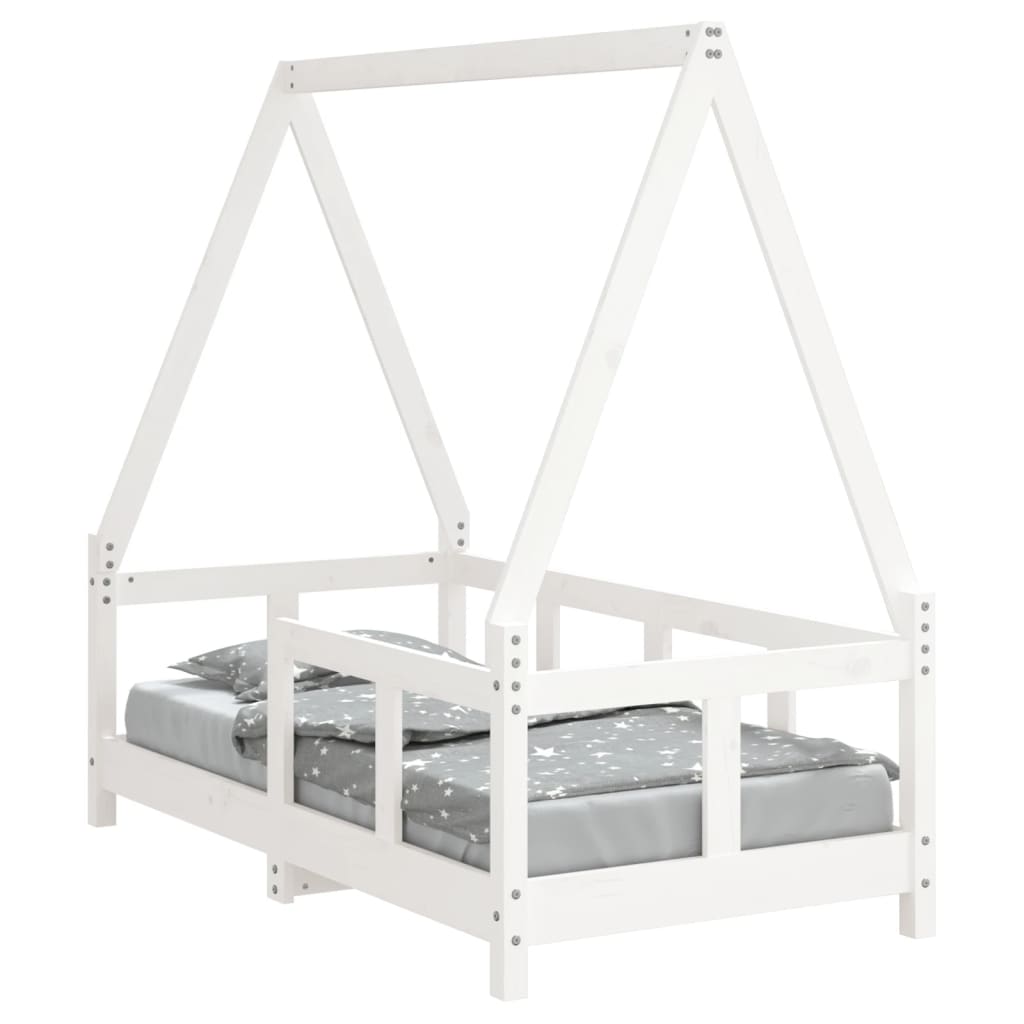 Cadre de lit pour enfant blanc 70x140 cm bois de pin massif - XIOS