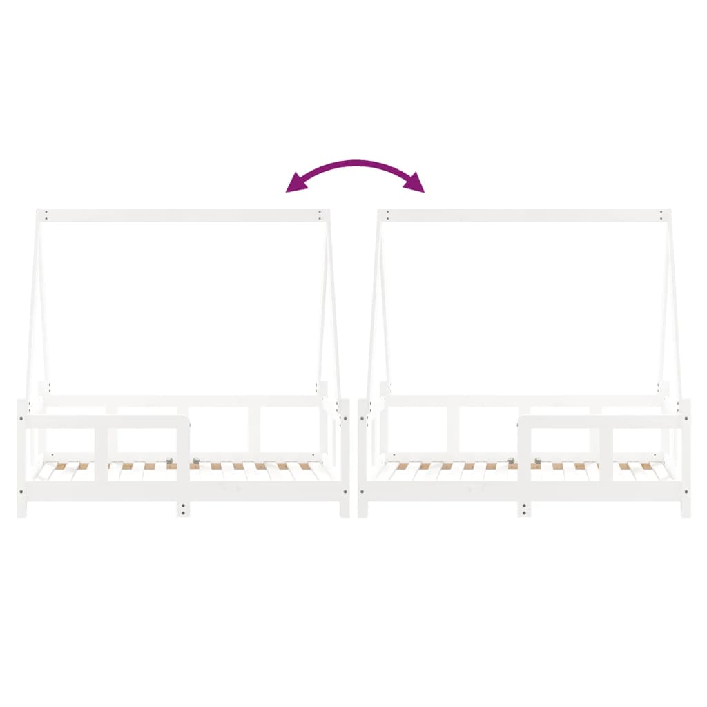 Cadre de lit pour enfant blanc 70x140 cm bois de pin massif - XIOS