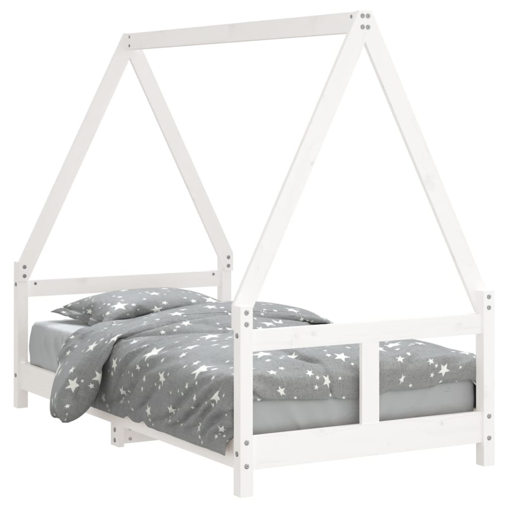 Cadre de lit pour enfant blanc 80x160 cm bois de pin massif - XIOS