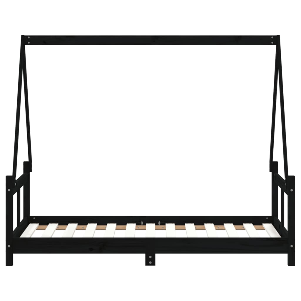 Cadre de lit pour enfant noir 80x160 cm bois de pin massif - XIOS