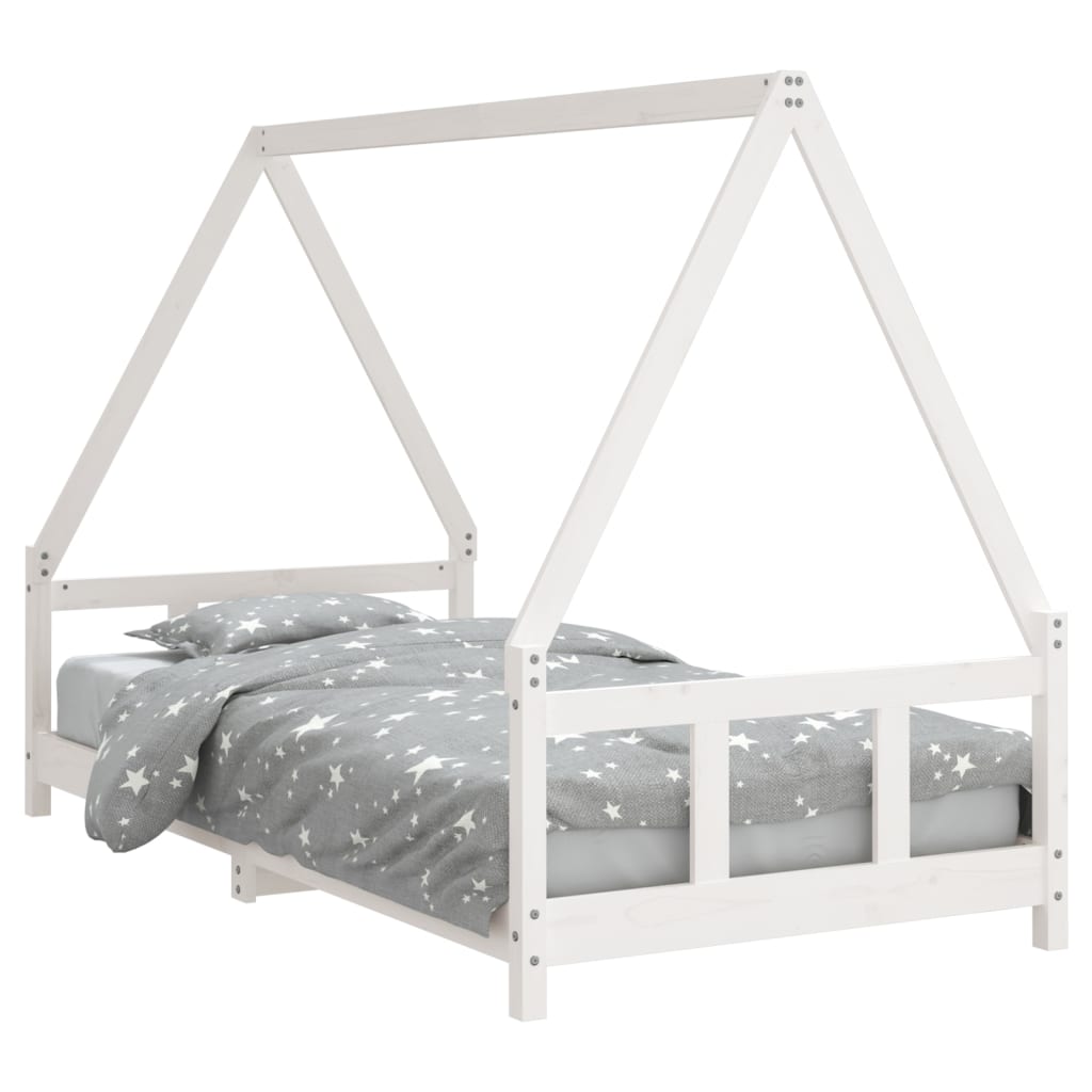 Cadre de lit pour enfants blanc 90x190 cm bois de pin massif - XIOS