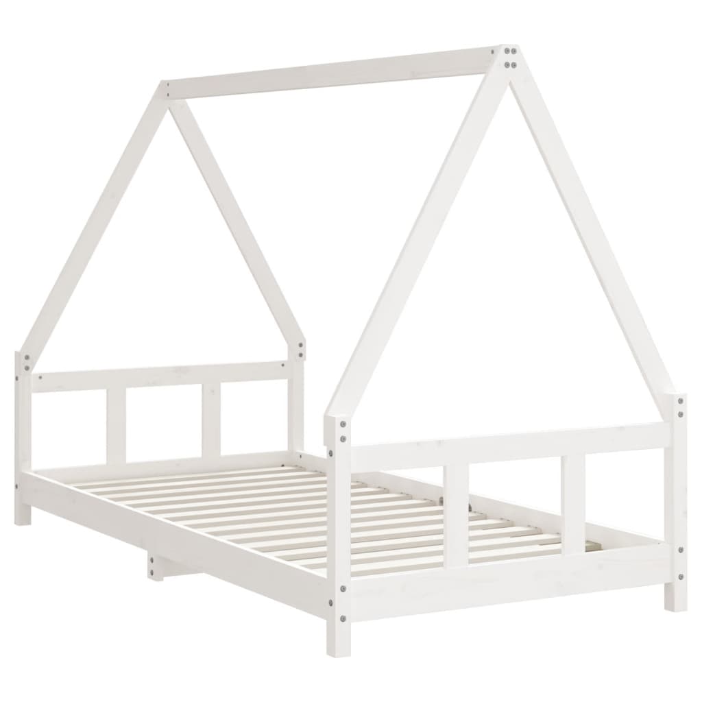 Cadre de lit pour enfants blanc 90x190 cm bois de pin massif - XIOS