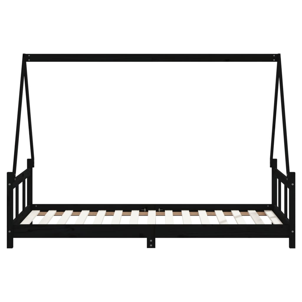 Cadre de lit pour enfants noir 90x190 cm bois de pin massif - XIOS