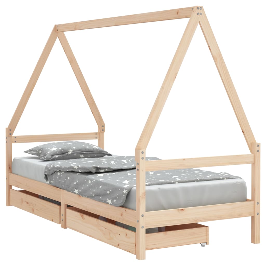 Cadre de lit pour enfants gris 80x200 cm bois de pin massif - XIOS