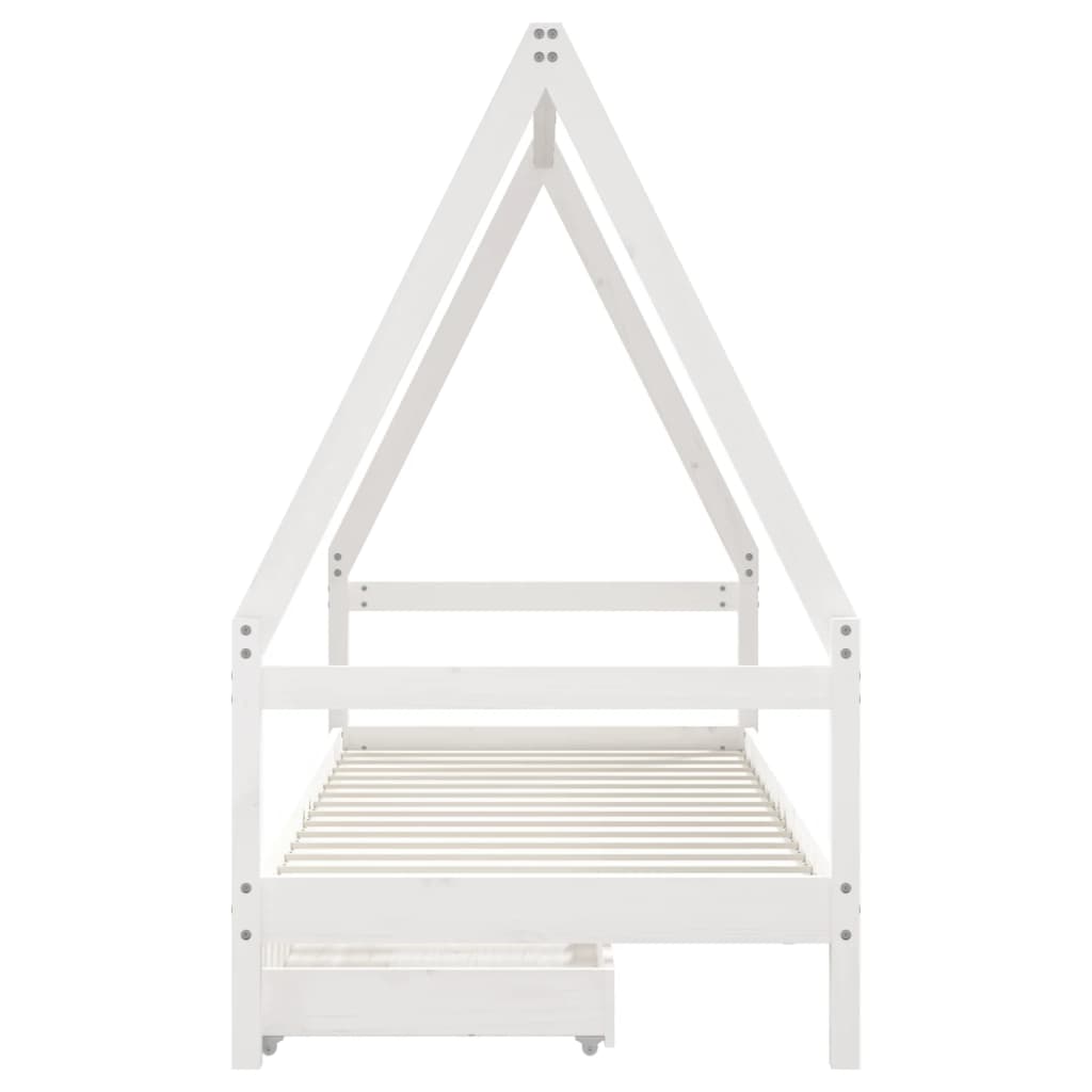 Cadre de lit enfant tiroirs blanc 80x200 cm bois de pin massif - XIOS