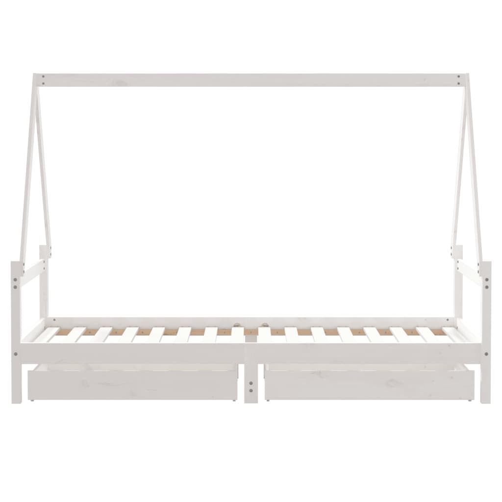 Cadre de lit enfant tiroirs blanc 80x200 cm bois de pin massif - XIOS