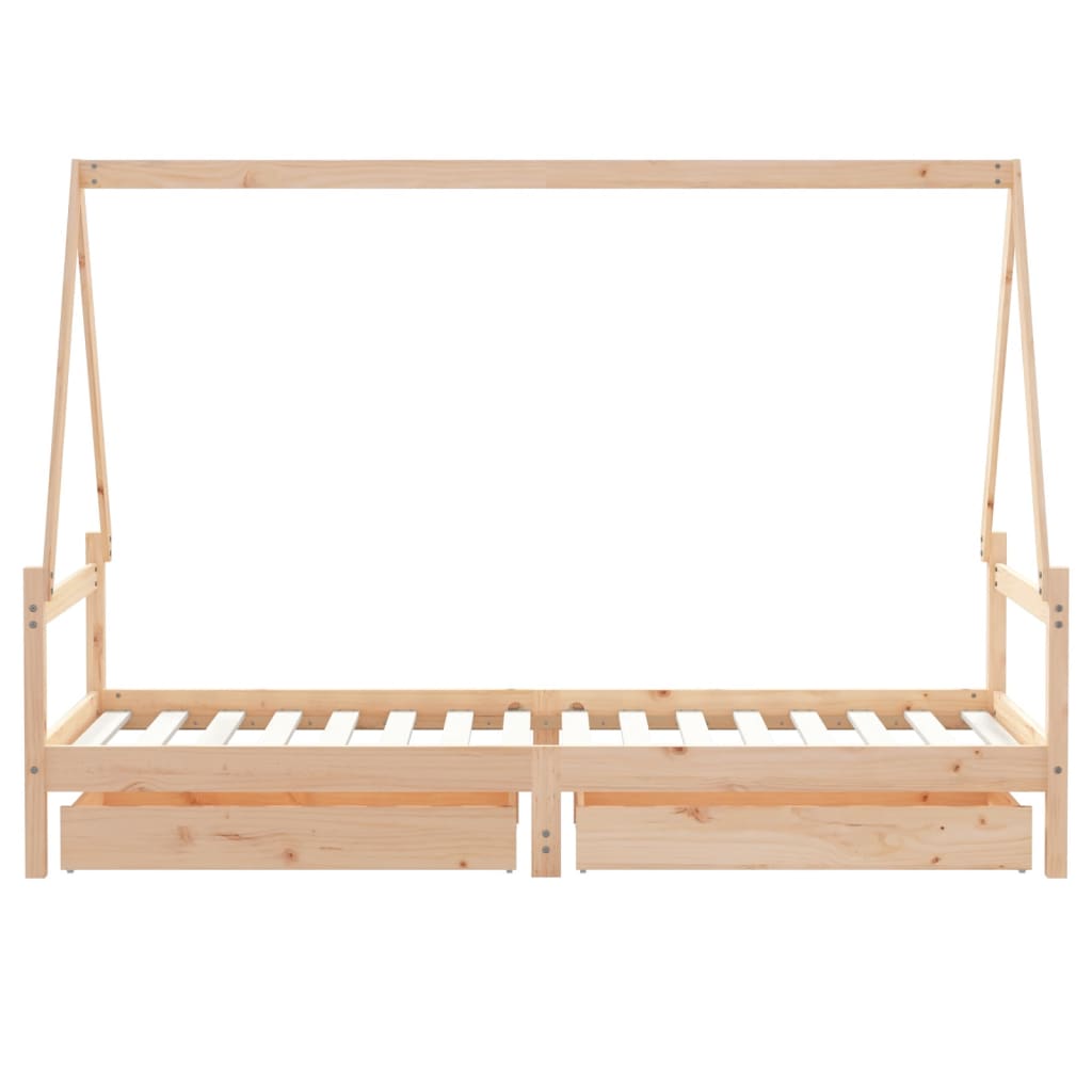 Cadre de lit enfant avec tiroirs 90x200 cm bois de pin massif - XIOS