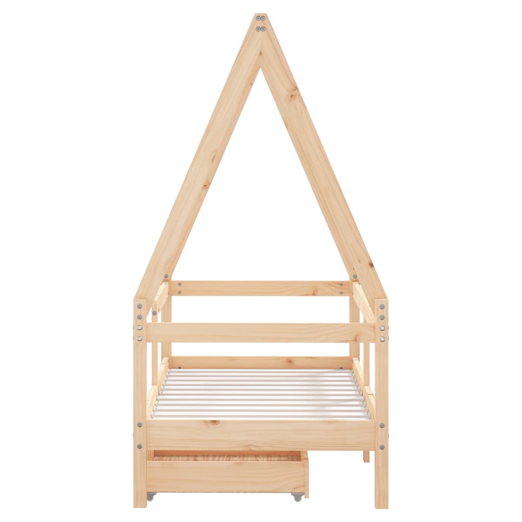 Cadre de lit enfant avec tiroirs 70x140 cm bois de pin massif - XIOS