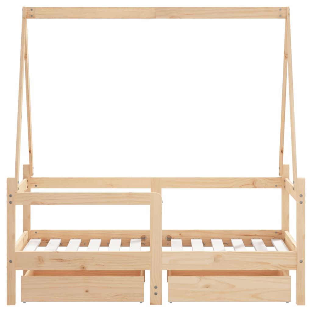 Cadre de lit enfant avec tiroirs 70x140 cm bois de pin massif - XIOS