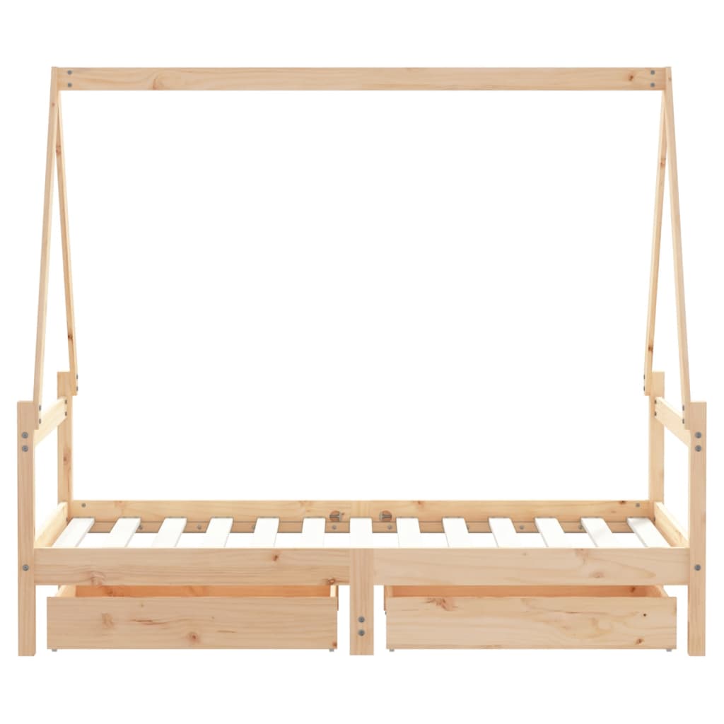 Cadre de lit pour enfant et tiroirs 80x160cm bois de pin massif - XIOS