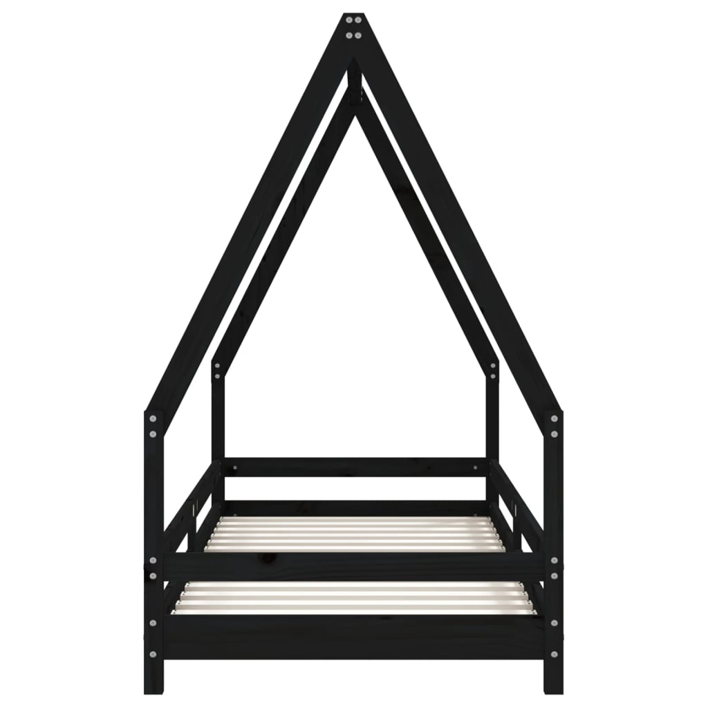 Cadre de lit pour enfants noir 80x200 cm bois de pin massif - XIOS