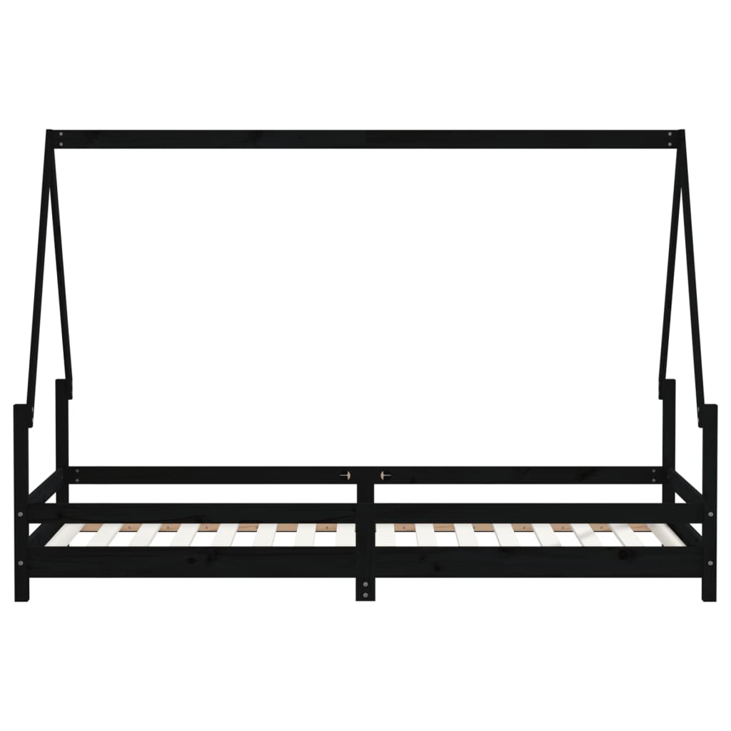 Cadre de lit pour enfants noir 80x200 cm bois de pin massif - XIOS