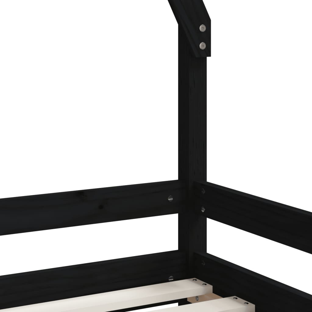 Cadre de lit pour enfants noir 80x200 cm bois de pin massif - XIOS