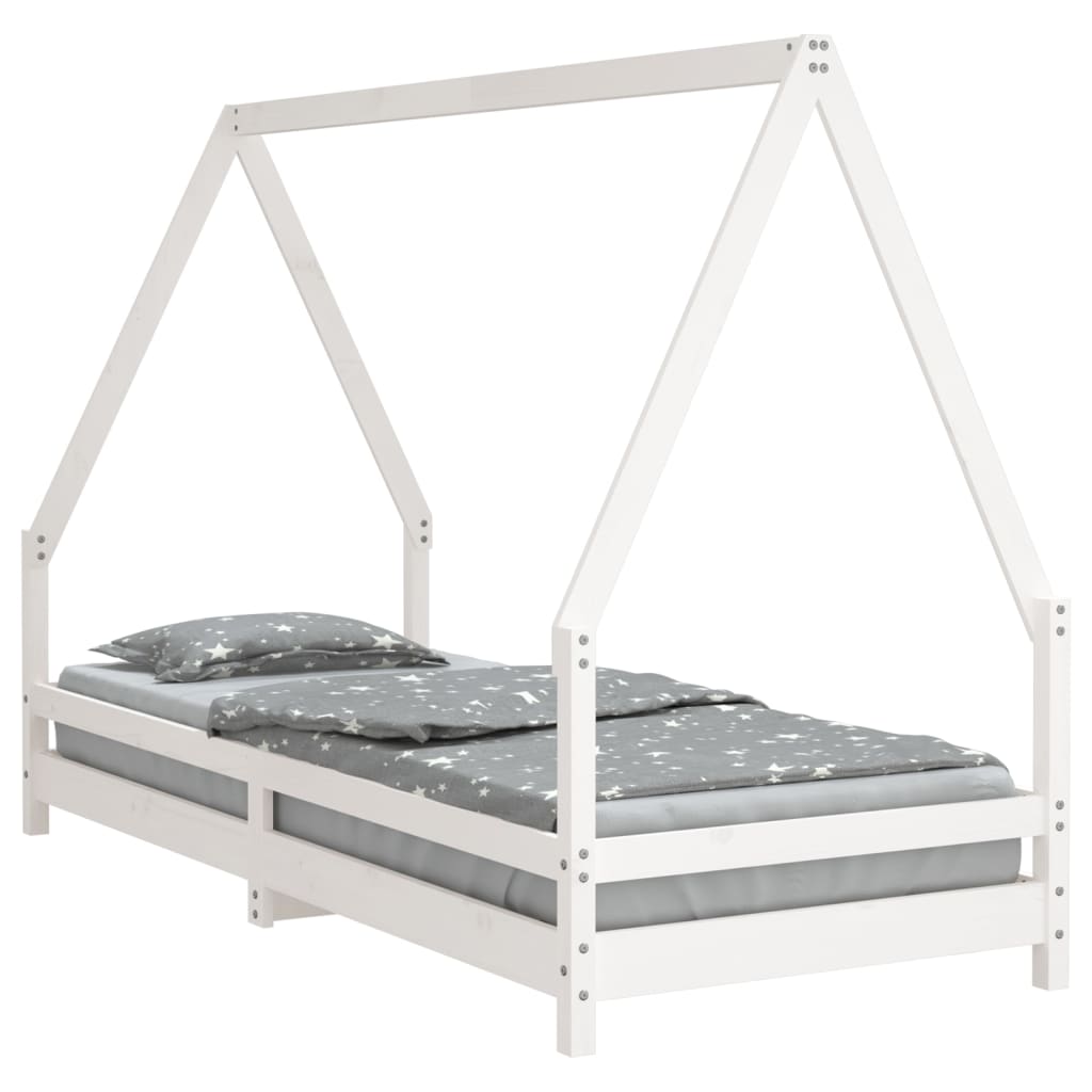 Cadre de lit pour enfants blanc 90x200 cm bois de pin massif - XIOS