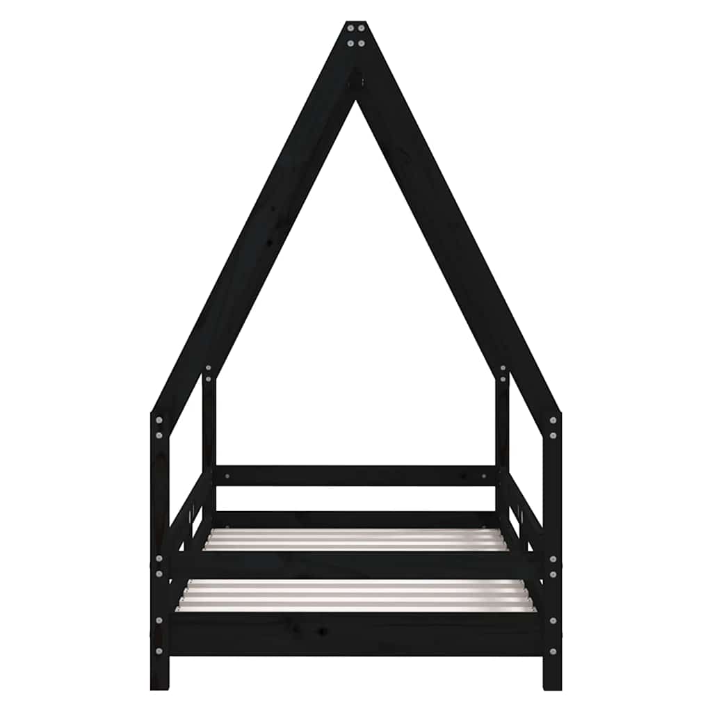 Cadre de lit pour enfant noir 80x160 cm bois de pin massif - XIOS