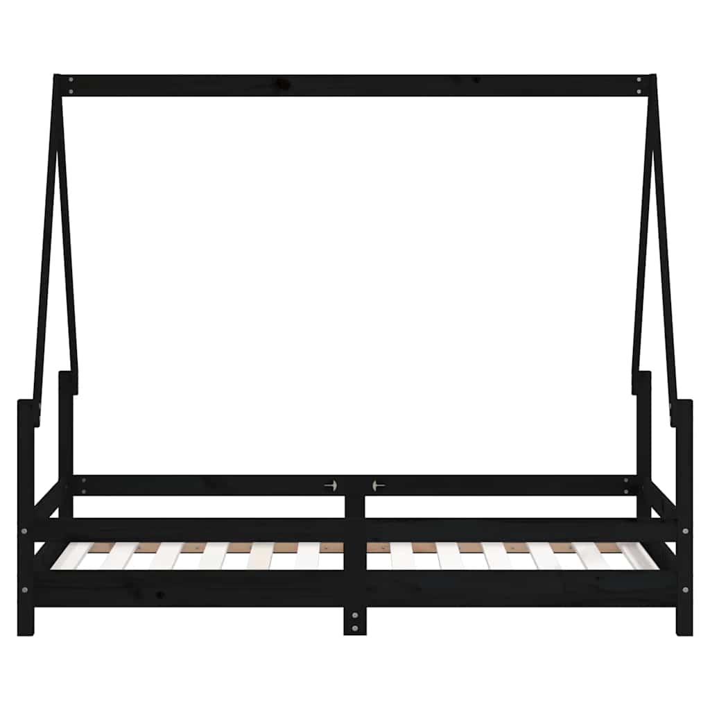 Cadre de lit pour enfant noir 80x160 cm bois de pin massif - XIOS