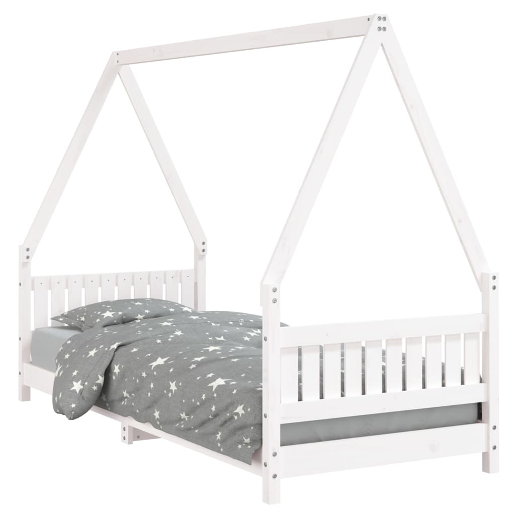 Cadre de lit pour enfants blanc 80x200 cm bois de pin massif - XIOS