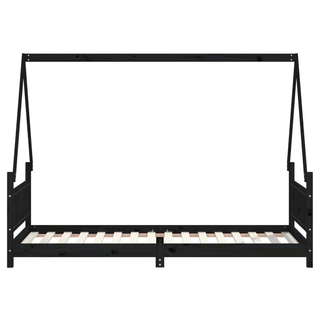 Cadre de lit pour enfants noir 80x200 cm bois de pin massif - XIOS
