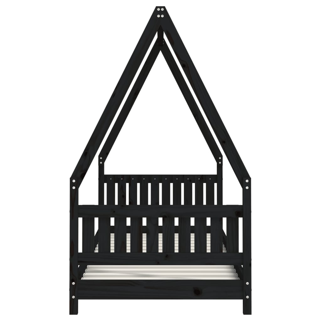 Cadre de lit pour enfants noir 80x200 cm bois de pin massif - XIOS