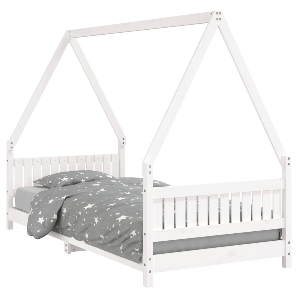 Cadre de lit pour enfants blanc 90x200 cm bois de pin massif - XIOS
