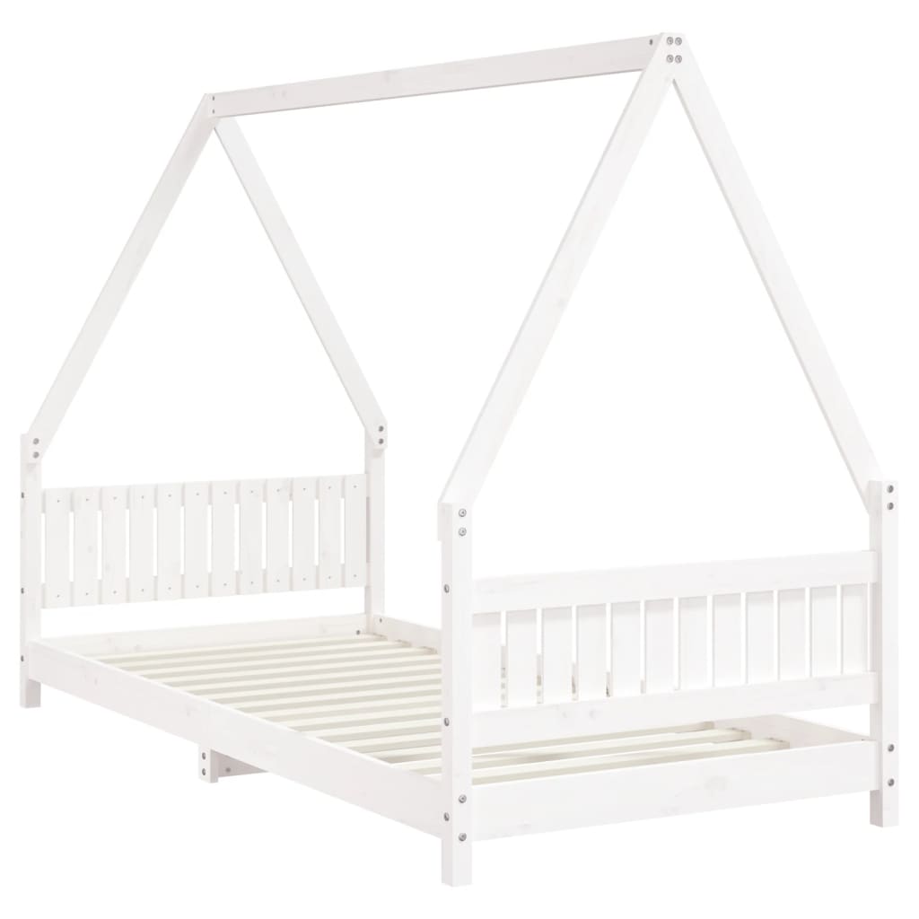 Cadre de lit pour enfants blanc 90x200 cm bois de pin massif - XIOS