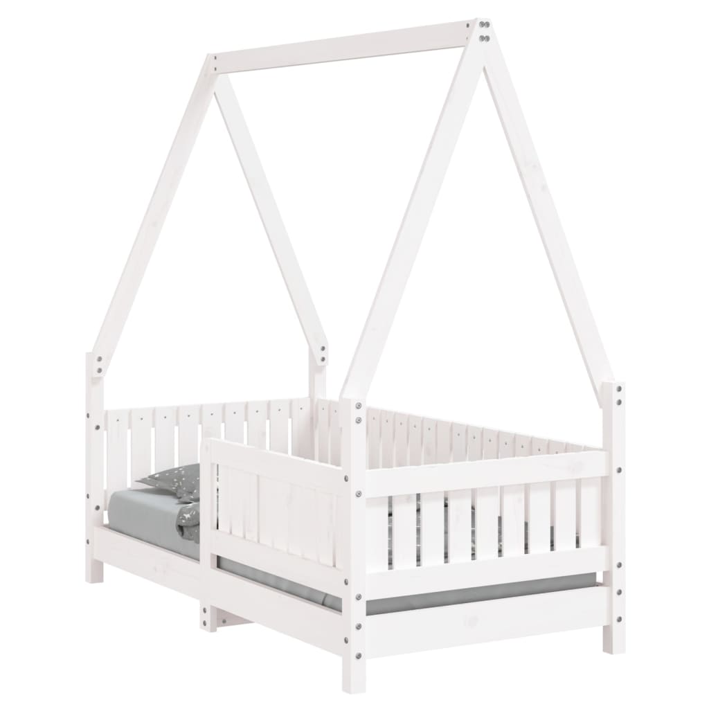 Cadre de lit pour enfant blanc 70x140 cm bois de pin massif - XIOS
