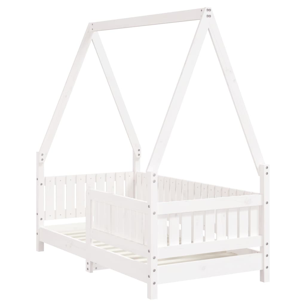 Cadre de lit pour enfant blanc 70x140 cm bois de pin massif - XIOS