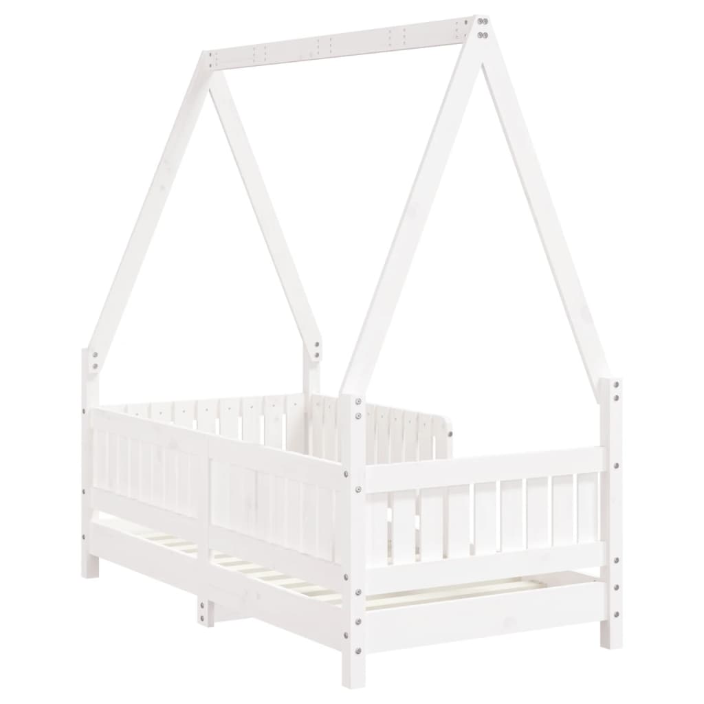 Cadre de lit pour enfant blanc 70x140 cm bois de pin massif - XIOS