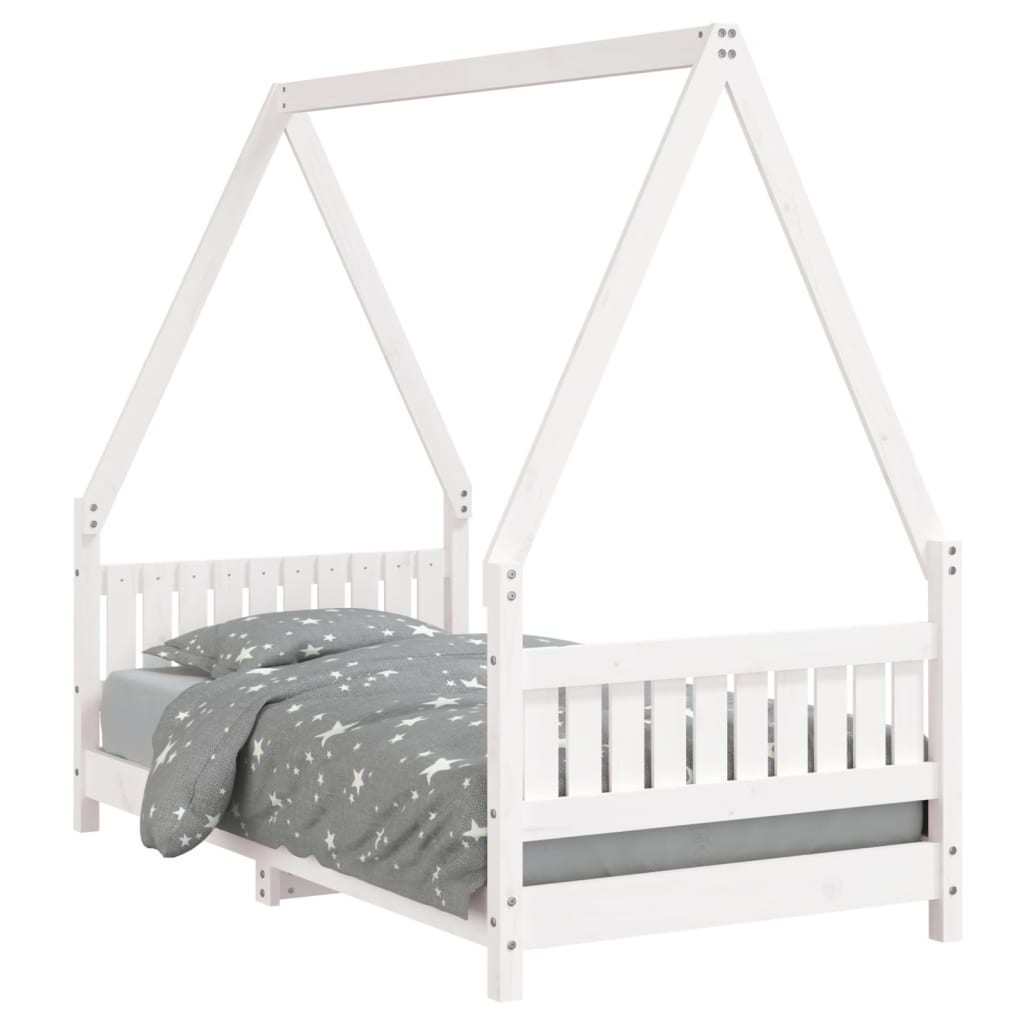 Cadre de lit pour enfant blanc 80x160 cm bois de pin massif - XIOS