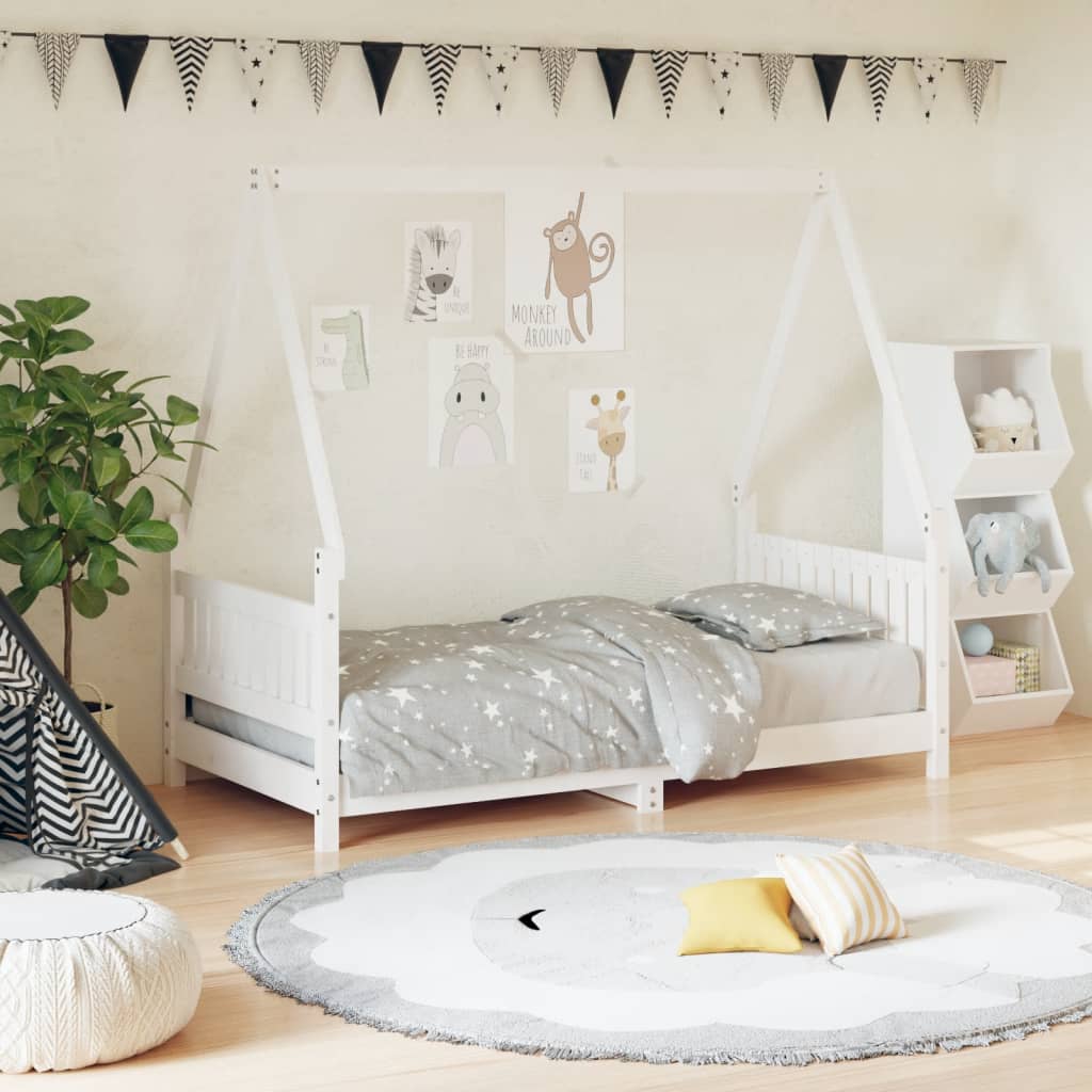 Cadre de lit pour enfant blanc 80x160 cm bois de pin massif - XIOS