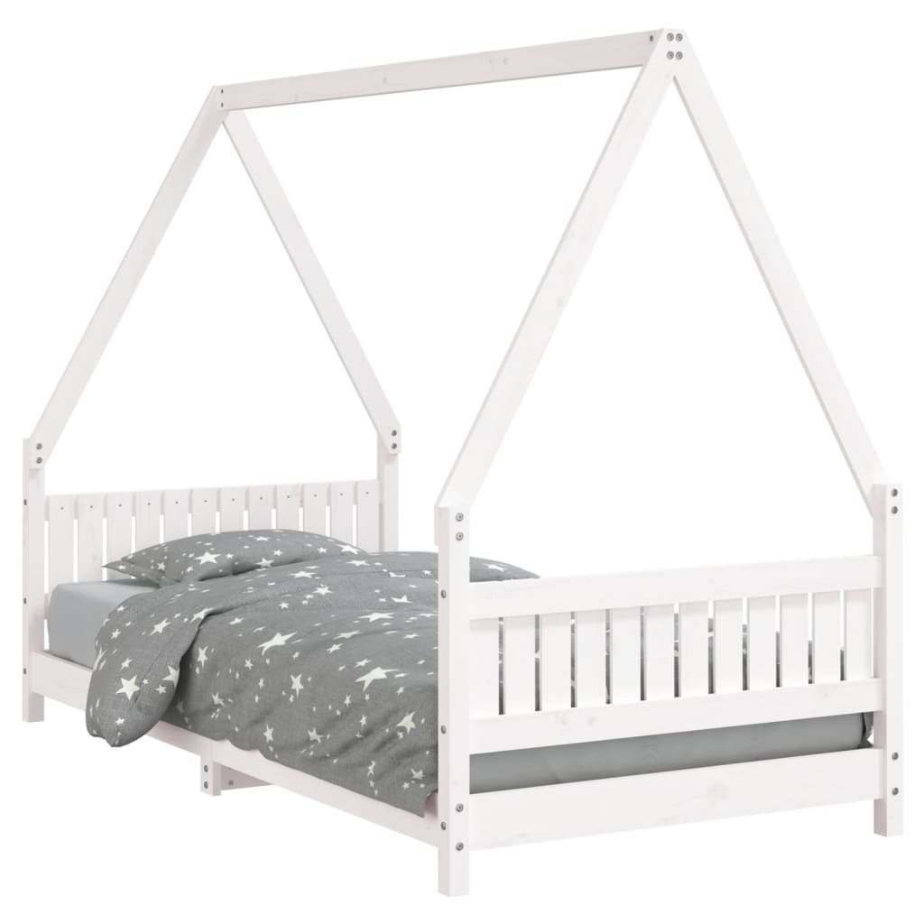Cadre de lit pour enfants blanc 90x190 cm bois de pin massif - XIOS