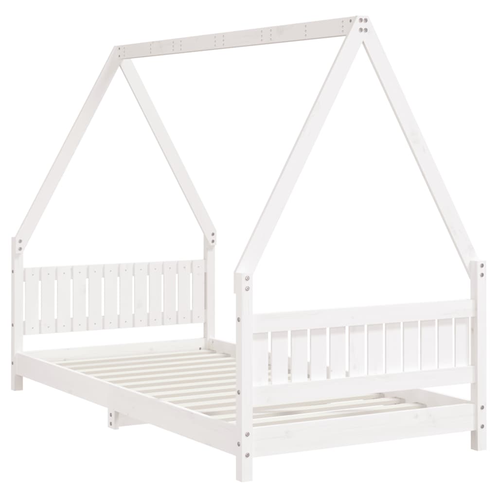 Cadre de lit pour enfants blanc 90x190 cm bois de pin massif - XIOS