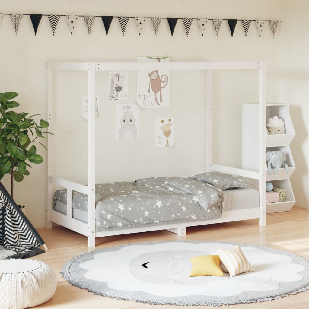 Cadre de lit pour enfant blanc 80x160 cm bois de pin massif - XIOS