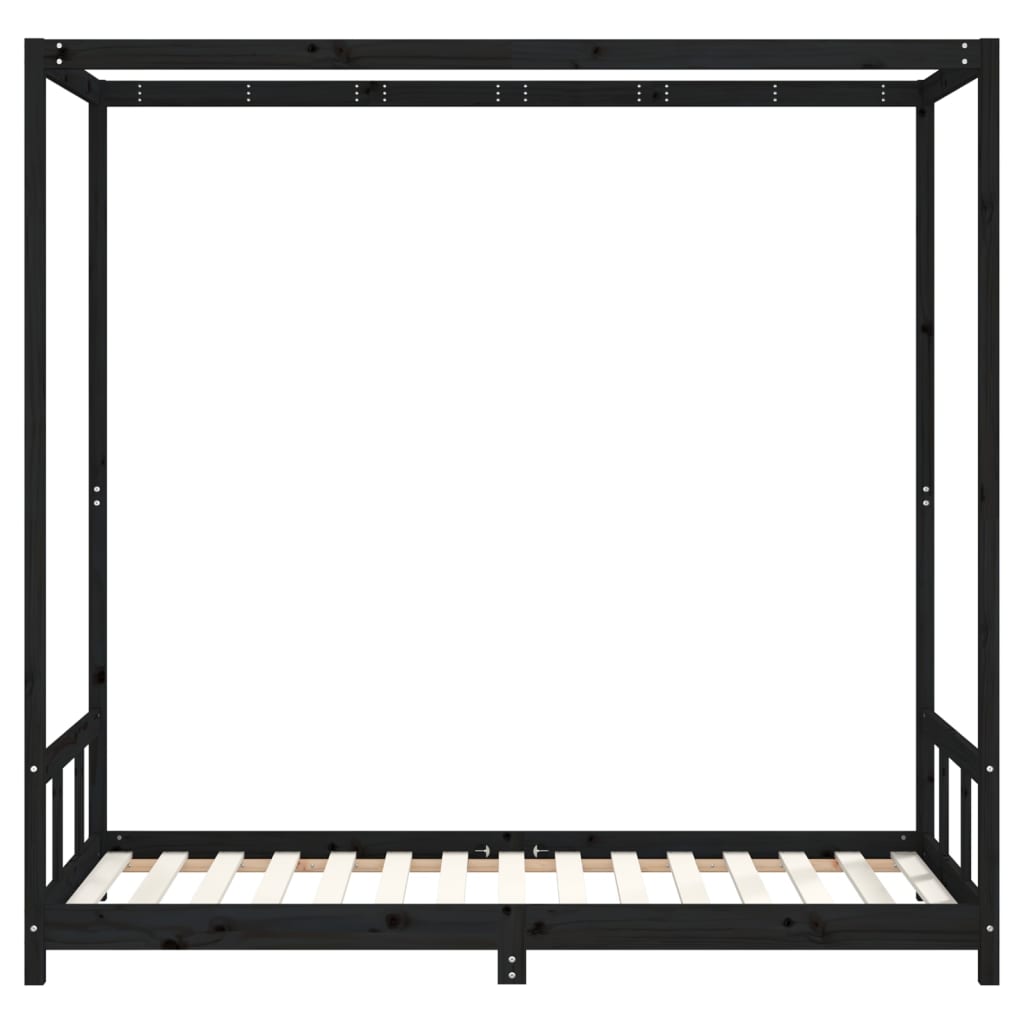 Cadre de lit pour enfants noir 90x190 cm bois de pin massif - XIOS