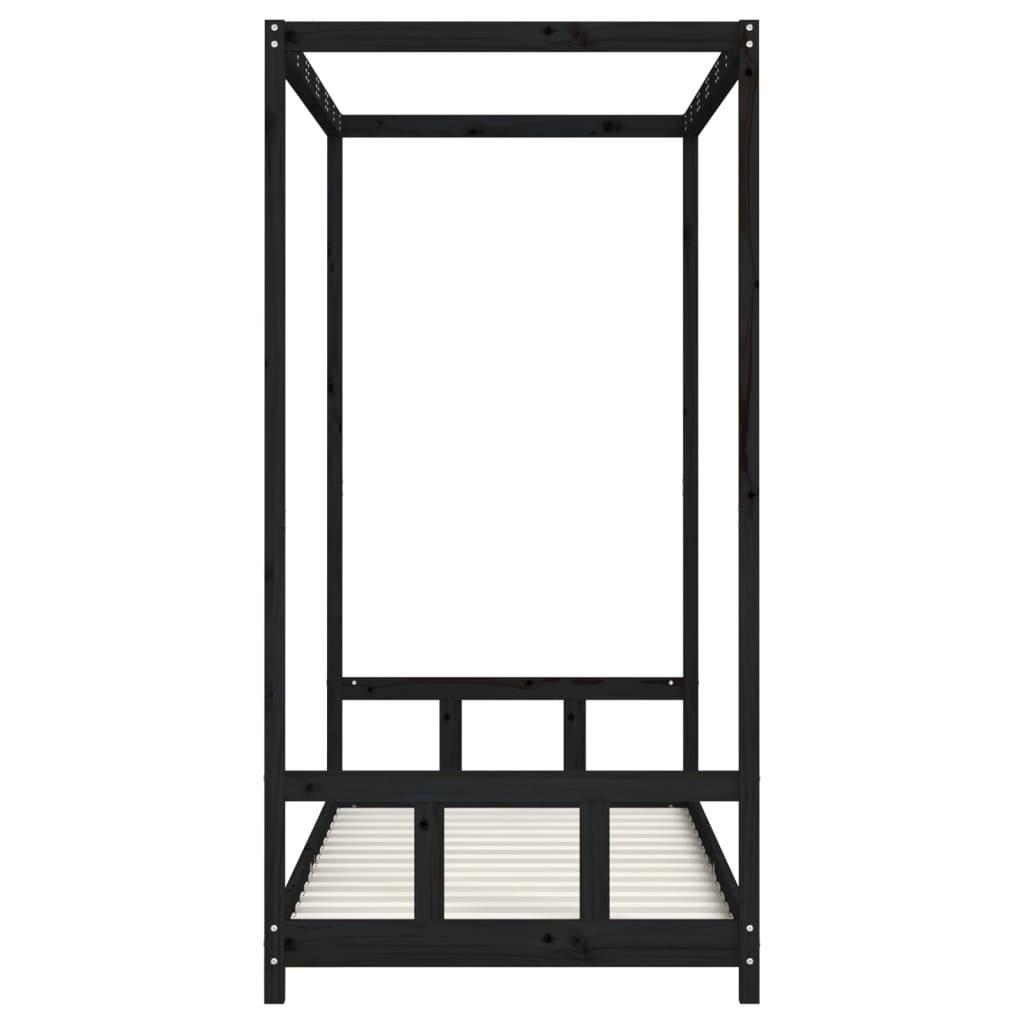 Cadre de lit pour enfants noir 90x190 cm bois de pin massif - XIOS