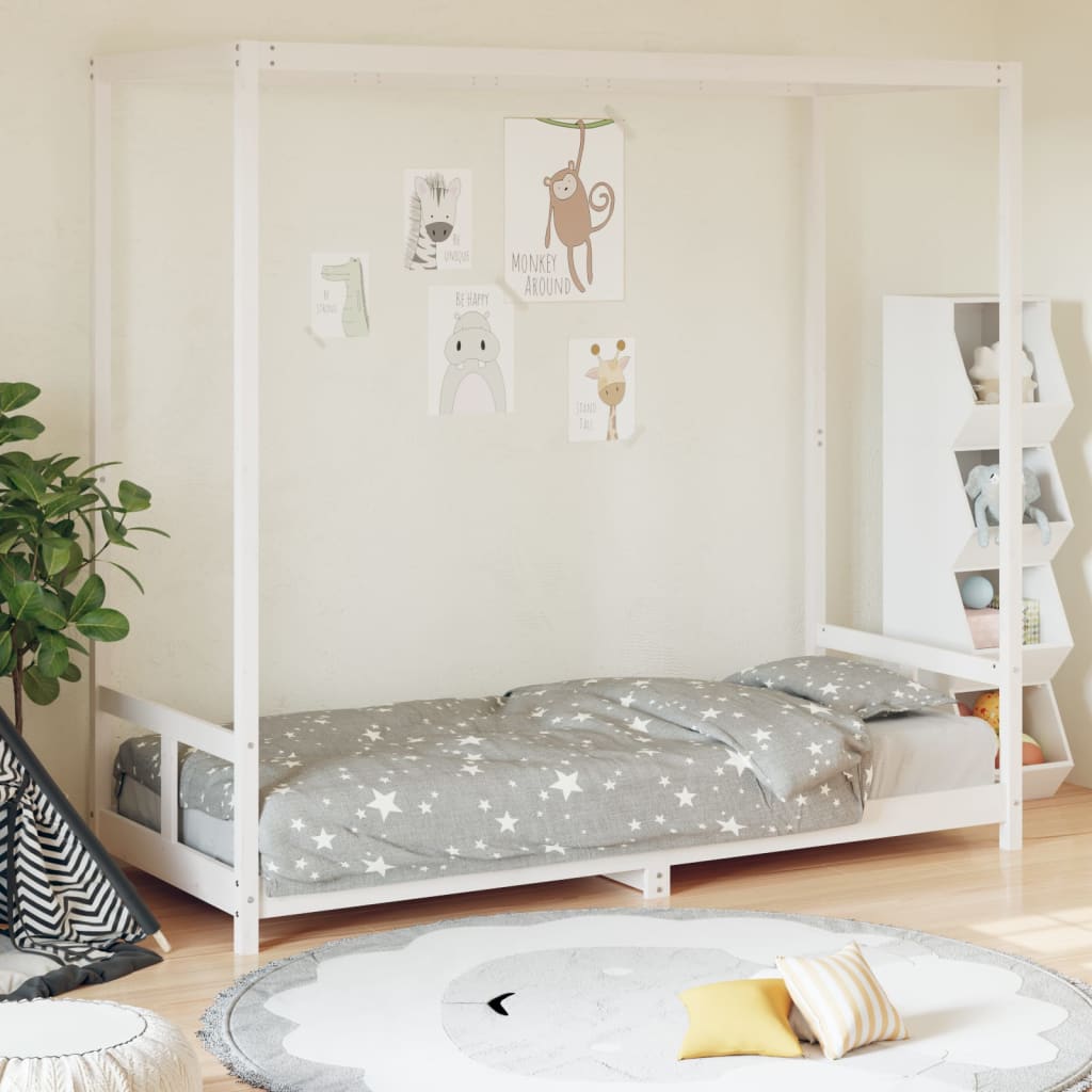 Cadre de lit pour enfants blanc 80x200 cm bois de pin massif - XIOS