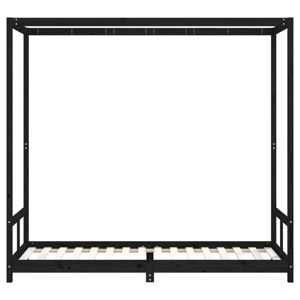 Cadre de lit pour enfants noir 80x200 cm bois de pin massif - XIOS