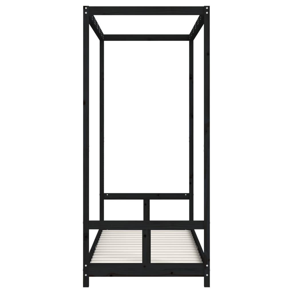 Cadre de lit pour enfants noir 80x200 cm bois de pin massif - XIOS