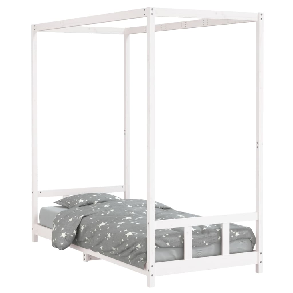 Cadre de lit pour enfants blanc 90x200 cm bois de pin massif - XIOS