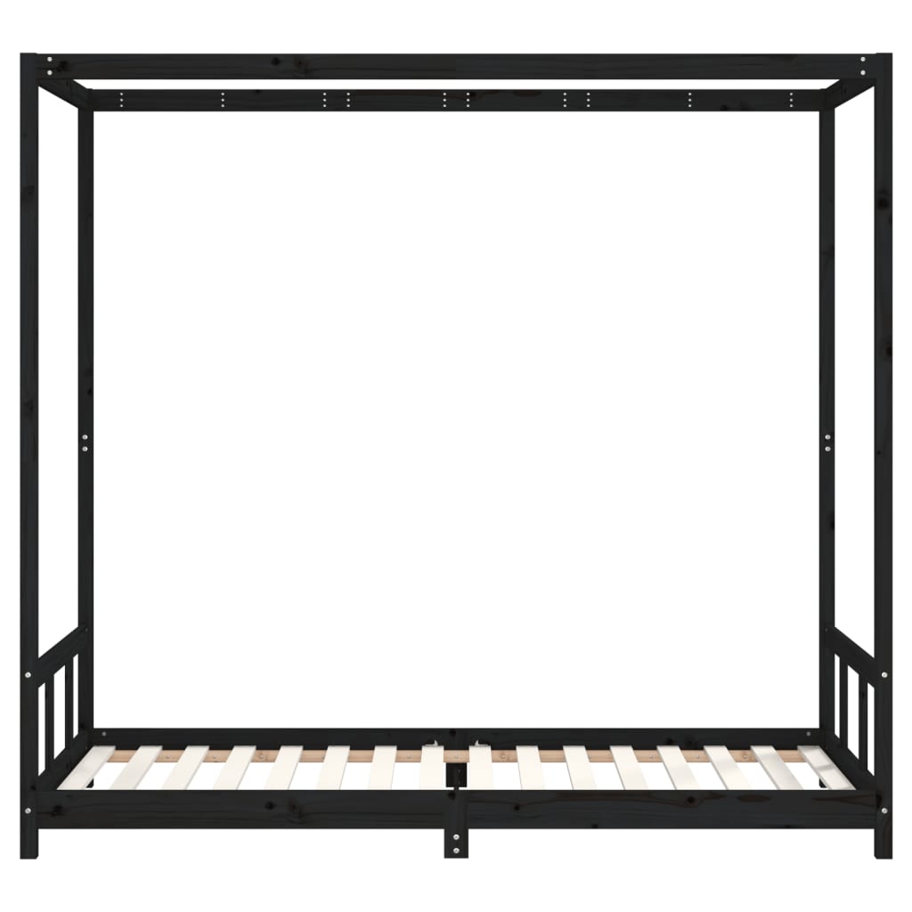 Cadre de lit pour enfants noir 90x200 cm bois de pin massif - XIOS