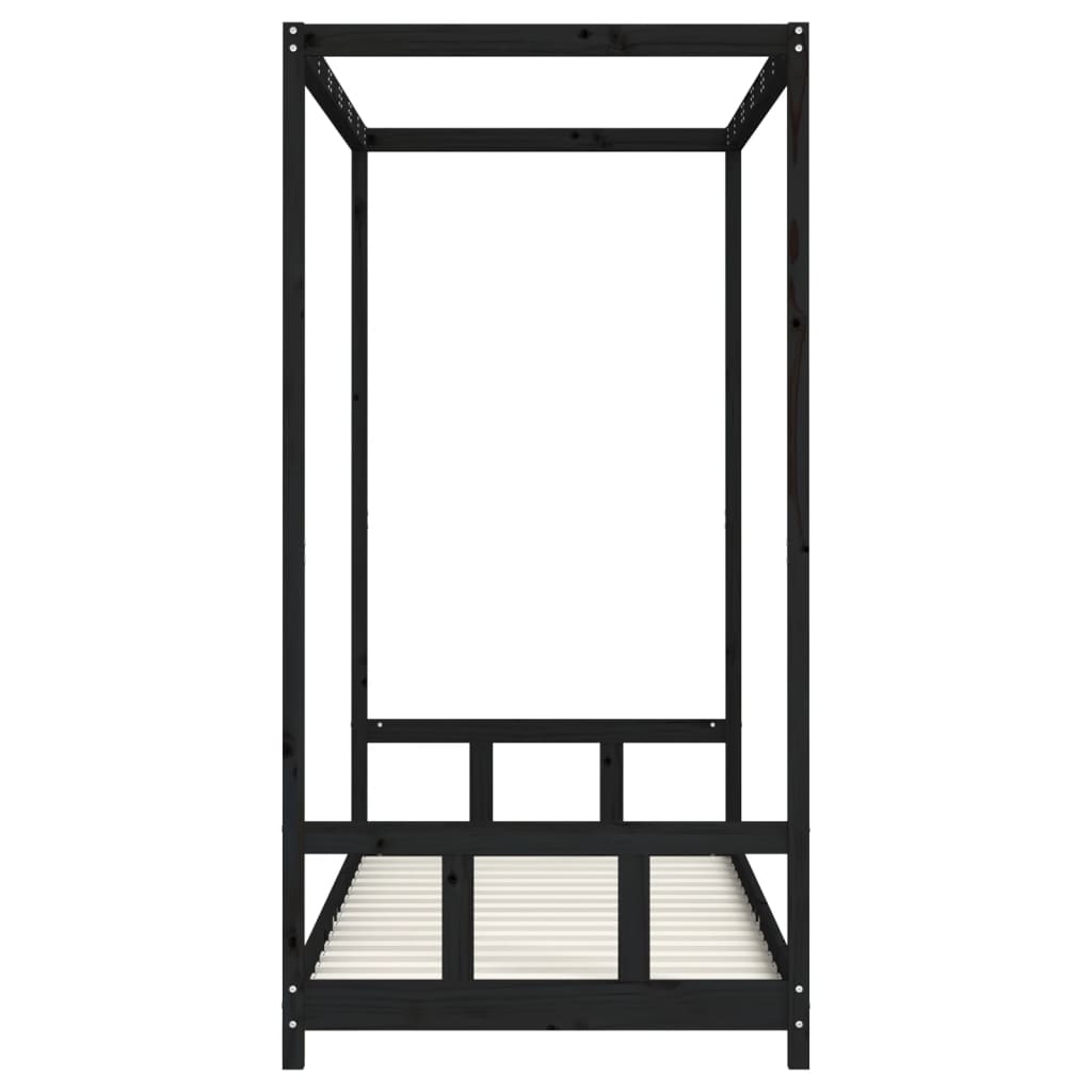 Cadre de lit pour enfants noir 90x200 cm bois de pin massif - XIOS