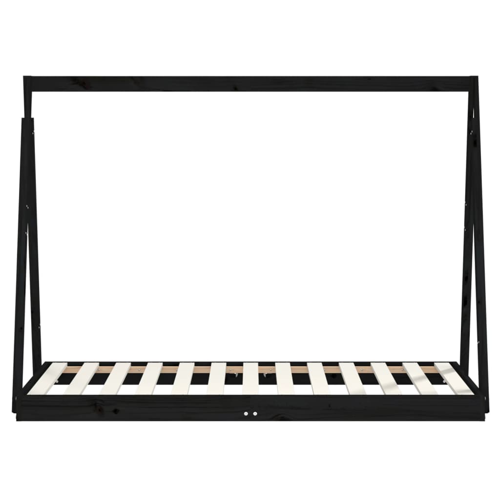 Cadre de lit pour enfant noir 80x160 cm bois de pin massif - XIOS