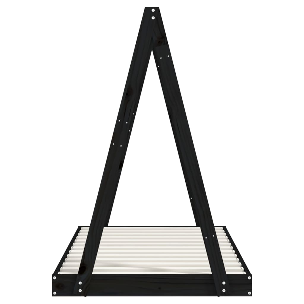 Cadre de lit pour enfant noir 80x160 cm bois de pin massif - XIOS