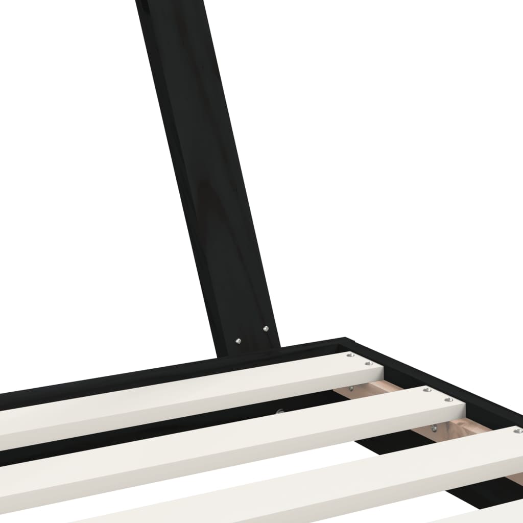 Cadre de lit pour enfant noir 80x160 cm bois de pin massif - XIOS